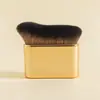 Brocha de Maquillaje Multifuncional Personalizada con Mango Individual de Bambú y Cerdas Suaves, Brocha Cosmética Angular para Base de Maquillaje, Brocha de Cuello Plano