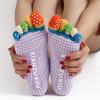 Calcetines de yoga antideslizantes, transpirables y absorbentes de sudor para mujer, venta al por mayor de fábrica, calcetines de algodón para Pilates transfronterizos, calcetines de cinco dedos para mujer
