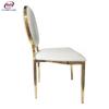 Venta al por mayor del fabricante Sillas de comedor modernas de estilo europeo con asiento blando de metal para el comedor Sillas de respaldo redondo de acero inoxidable para bodas, hoteles, banquetes
