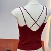 Camisola de cashmere de fio fino de algodão de Xinjiang, costas cruzadas, cor sólida simples, alças finas, modeladora e sutilmente estilosa 28115