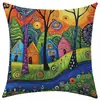 Funda de Almohada de Lino para Pintura al Óleo de Arte Abstracto Nuevo Transfronterizo de Amazon Funda Decorativa para Cojín de Coche Sofá