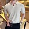 Camisa Polo de Lino de Manga Corta para Hombre Estilo Old Money de Lujo Ligero Verano 2026, Camiseta Polo de Punto Versátil y Elegante