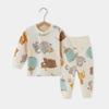 Roupas de Outono para Bebê Calças Algodão Cintura Alta Roupa Íntima para Bebê Conjunto Proteção da Barriga Base Roupas de Casa Quentes para Crianças Pijama