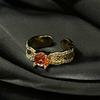 Anillo Nuevo Antiguo Brati Oro Abertura Hueca Irregular Nuevo Chino de Alta Gama Lujo Ligero para Mujer