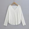 1908-24 Verano Nuevo American Pure Wind Sunscreen Cardigan Verano Nuevo Cuello en V Blusa Chal Fino Camiseta