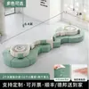 Conjunto de Sofá Redondo Moderno Minimalista Criativo para Lazer e Mesa de Centro para Recepção e Área de Descanso, com Formato Único para Recepção e Discussões