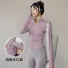 Top de manga larga de secado rápido para fitness, chaqueta de punto con cremallera para yoga y running, ropa deportiva elástica y cómoda para entrenamiento diario