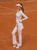 Preventa de Xichen: Diseño irregular, falda de tenis y leggings de dos piezas simulados, corte holgado y adelgazante, leggings de golf, pantalones largos