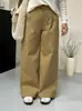 Pantalones largos casuales de tiro alto y pierna recta para mujer talla grande, colección otoño 2026, pantalones de pierna ancha holgados y adelgazantes para ir al trabajo