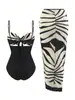 Traje de baño de una pieza nuevo europeo y americano para mujer con falda de gasa a rayas sexy conjunto de playa sexy transfronterizo traje de baño de dos piezas