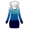 [Procesamiento Personalizado] Gabardina Gruesa de Invierno con Capucha Estilo Europeo y Americano, Impresión Digital 3D para Mujer, Longitud Media