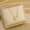 Suministro Exclusivo Transfronterizo de Accesorios Colgante de Flor con Circonita Micro Pavimentada Cadena de Acero de Titanio para Mujer, No se Desvanece, Lujo Ligero, Cadena de Cuello Elegante y Sencilla