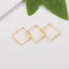 Accesorios de bricolaje, cobre puro chapado en oro verdadero de 14 quilates, conector cuadrado brillante, pendientes coreanos hechos a mano, material colgante