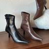 Botas de tacón fino con temperamento para mujer, botas coreanas elásticas y puntiagudas, estilo Joker, para otoño e invierno, 728-10