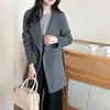 Abrigo de Lana de Solapa Doble Cara para Mujer Nuevo Estilo Otoño Invierno Abrigo de Lana Petite