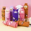 Estojo de Silicone Retrátil Desenho Animado DIY Bolsa de Papelaria Grande Capacidade para Estudante Armazenamento Simples de Papelaria Suporte de Caneta de Silicone