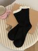 Meias Sem Costura para Mulheres com Design Kt, Estilo Fino Primavera/Verão, Meias de Cano Médio Vazadas, Meias Femininas Estilo Ballet, Meias com Renda Franzida de Borda Bolha