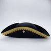 Sombrero triangular con borde dorado de plumas de avestruz, sombrero de capitán pirata de fieltro para espectáculo de escenario de Halloween, fiesta de Carnaval
