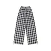 Pantalones largos casuales de estilo retro americano con diseño de cuadros patchwork en colores contrastantes, unisex, corte holgado, diseño de pierna recta