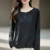 Suéter de Punto Nuevo Redondo Otoño/Invierno 2026 Manga Larga para Mujer Jacquard Adorno de Volantes Holgado Pulóver Camisa Base Superior