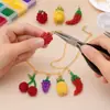 Colgante de Fruta Hecho a Mano Cereza Maíz Uva Frambuesa Amuletos DIY Cadena para Teléfono Llavero Accesorios Adornos Tejidos