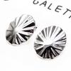 Pendientes ovalados sencillos de oro blanco y cobre chapados en oro, pendientes colgantes en forma de abanico, pendientes de estilo moderno, joyería