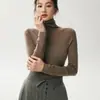 Nueva colección de otoño e invierno: Suéter de punto fino, delgado y elegante para mujer con cuello de volantes, perfecto como capa base