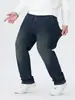 Pantalones Talla Grande High Street Jeans Rectos Desgastados Otoño Nuevo Retro Americano Elásticos Holgados Pantalones para Gordos para Hombre