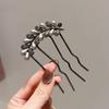 Horquilla para la parte posterior de la cabeza con forma de bola, elegante accesorio para el cabello con diamantes de imitación y perlas, peine para el cabello con placa de cuatro dientes, horquilla para el cabello para mujer