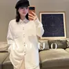 Ropa Zhengqite/Suéter de Punto Estilo Camisa con Botones 25% Lana Cuello Polo Suéter Holgado Tipo Chaqueta para Mujer