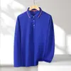 Camisa Polo de Manga Larga con Solapa y Hebilla Doble de Anillo de Moda con Logo, Absorbente de Sudor y Transpirable, Camisa Publicitaria de Negocios, Cultural, Ropa de Trabajo