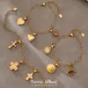 Cadena Geométric Corazón Exagerado Clavícula Acero Inoxidable Zirconio Collar Colgante Gota Aceite Sol Pulsera Set de Joyería para Mujer