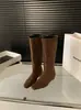Elegantes botas de tacón alto para mujer, modernas botas largas ajustadas para otoño e invierno, botas largas 2026 con efecto de tacón de bloque