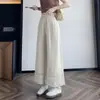 Calça Cropped Wide-Leg com Renda Feminina 2026 Novo Estilo Solta Fina Proteção Solar Casual para Mulheres Baixas