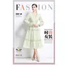 Colección de otoño transfronteriza: Vestido de longitud media, corte entallado, con botones, manga tipo linterna, con intrincado bordado de diseño floral calado, de estilo regio