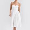 Traje Sexy Personalizado para Mulheres, Top Tubinho Branco Pura Desejo, Cintura Marcada, Saia Midi Sem Costas, Vestido Sexy Sem Mangas para Mulheres