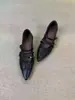 2026 Zapatos de Salón Mary Jane Nuevos Elegantes Retro Franceses con Punta Aguda Tacón Grueso de 4 cm Versátiles para Ir al Trabajo Corte Bajo