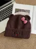 Súper lindo~ Nuevo Gorro de Punto Grueso Cálido de Gato de Dibujos Animados Otoño/Invierno Estilo Coreano para Mujer Dulce Versátil de Lana