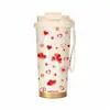 Taza aislada de acero inoxidable 316 con doble popote, múltiples diseños, portátil con correa para llevar, adecuada para el trabajo y uso en el coche