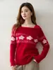 Suéter de Cachemira Tejido Fair Isle para Mujer, Nueva Moda 2026, Elegante Top de Punto Holgado de un Hombro