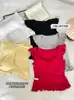 Camiseta de Lyocell con Cuello Cuadrado Ajustada y Mangas Cortas Volantes, Nuevo Estilo Verano 2026, Top Exterior Dulce y Picante para Chica, Moderno