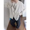 Estilo Old Money, camisa de linho com barra desfiada, camisa masculina de manga comprida, nova coleção primavera/outono, estilo retrô americano, exala uma vibe sofisticada e relaxada, perfeita para usar em camadas