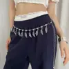 Cadena de Cintura Metálica de Estilo Étnico de Gama Alta para Mujer Cadena Decorativa de Borla de Hoja de Nicho con Falda y Cinturón para Jeans Tendencia