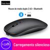 Carregamento sem fio, ultrafino, silencioso, modo duplo, Bluetooth, mouse, computador, notebook, escritório, relógio, luminoso, sem fio