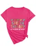 Terapia del Habla Es Amazon Ebay Estación Europea Moda Casual Camiseta de Manga Corta con Cuello en V para Mujer Comercio Exterior