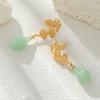 Brincos Sansheng Damasco Vintage Folha de Ginkgo Novo Estilo Chinês Estilo Nacional verde claro Brincos de Jade Sintético Agulha de Prata S925 Novos Brincos
