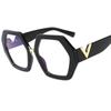 2018 Nuevo AliExpress Europa y Estados Unidos Montura Grande Moda Gafas de sol para hombre y mujer Gafas de sol poligonales V grandes Personalidad Espejo plano