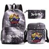 Kit novo de 3 peças de jogo de anime rei para Meninos Meninas crianças mochila escolar mochila de viagem Bolsa de Ombro Estojo
