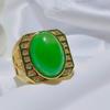 Anillo plateado esmeralda para hombre anillo de dedo abierto color esmeralda abierto ajustable anillo imperial verde para hombre