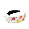 Diadema de Tela de Verano Transfronteriza con Pedrería, Diseño de Corona Alta, Nudo de Fruta, Sensación de Lujo de Alta Gama, Hecha a Medida para Mujeres